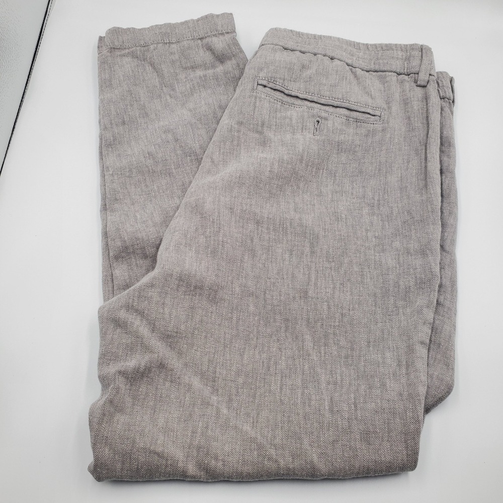 Banana Republic Mens 35x28 Athletic Fit Linen Cotton Grey Textured Pants